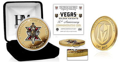 Highland Mint Vegas Golden Knights 10th Anniversary Gold Plated Color Coin - Limited Edition /2,027