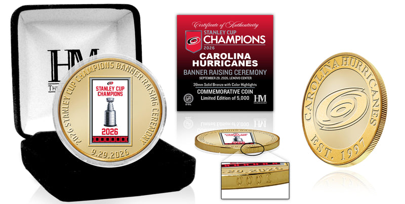 Highland Mint Carolina Hurricanes 2025-26 Stanley Cup Champions Banner Raising Ceremony Bronze Coin - Limited Edition /5