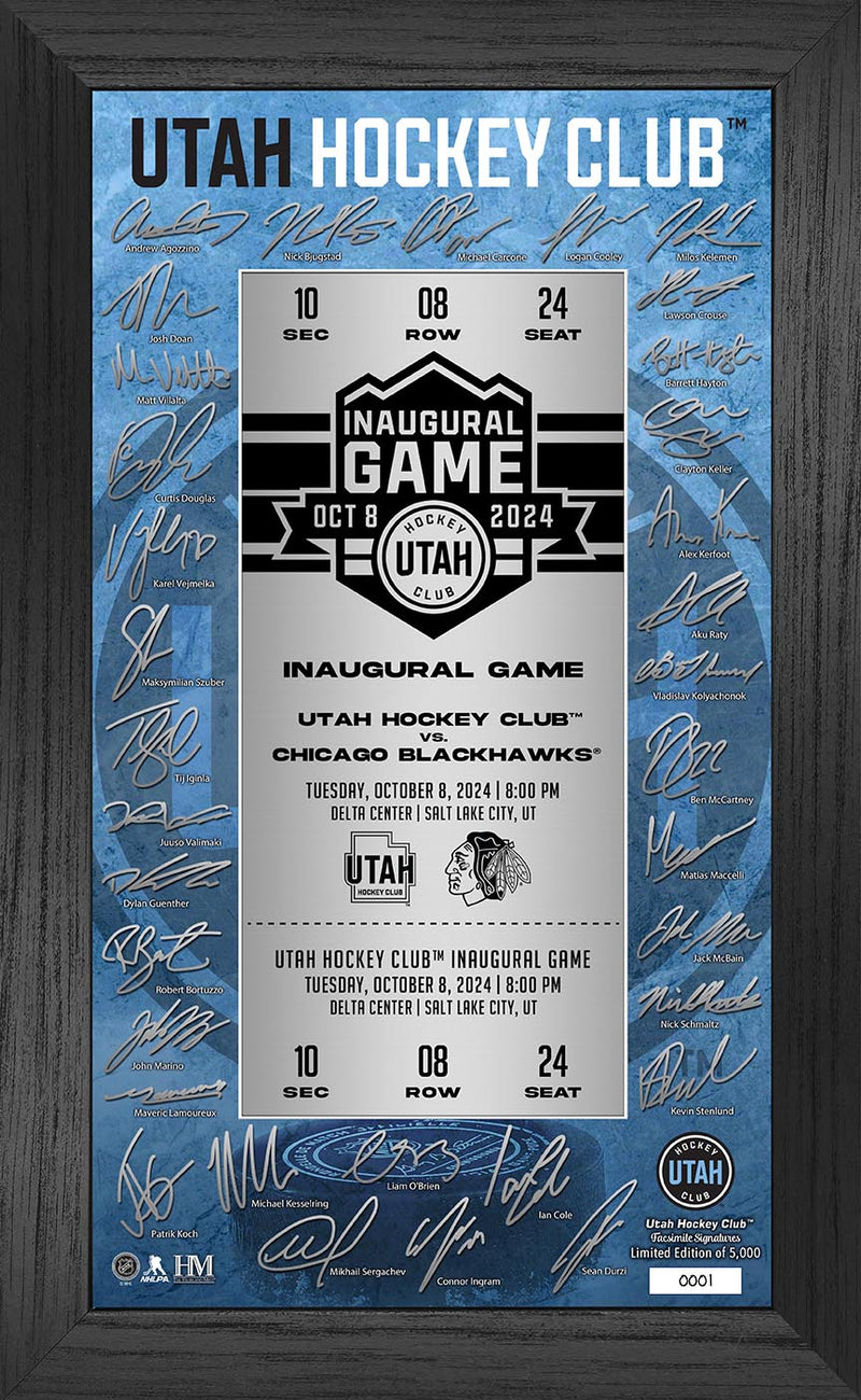 Highland Mint Utah Hockey Club Inaugural Game Signature Ticket Frame - Limited Edition /5,000