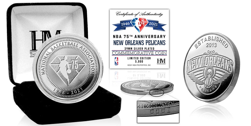 Highland Mint New Orleans Pelicans NBA 75th Anniversary Silver Mint Coin - Limited Edition /5000