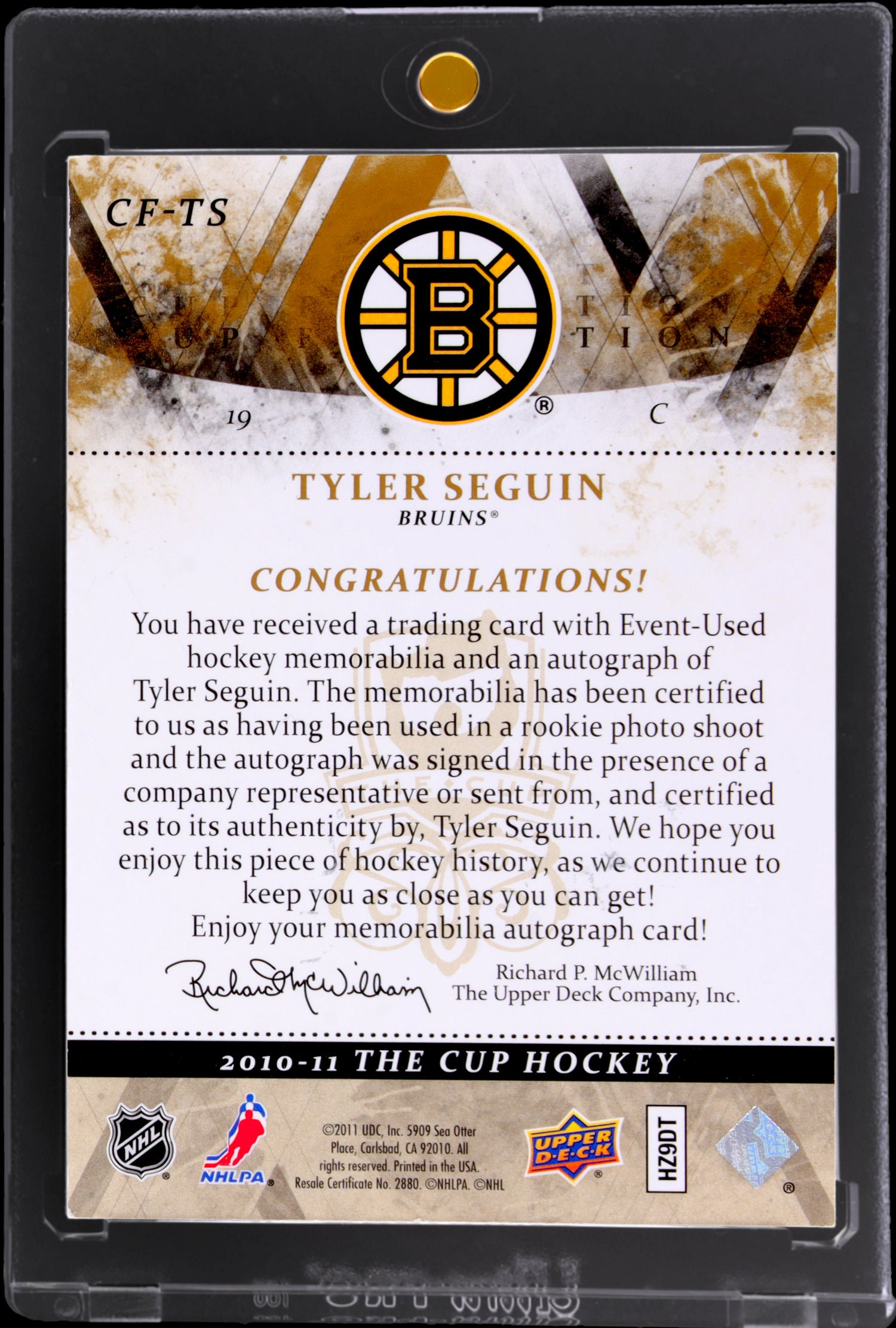 2010-11 Upper Deck The Cup Foundations Tyler Seguin #CF-TS 1/5 Auto Patch