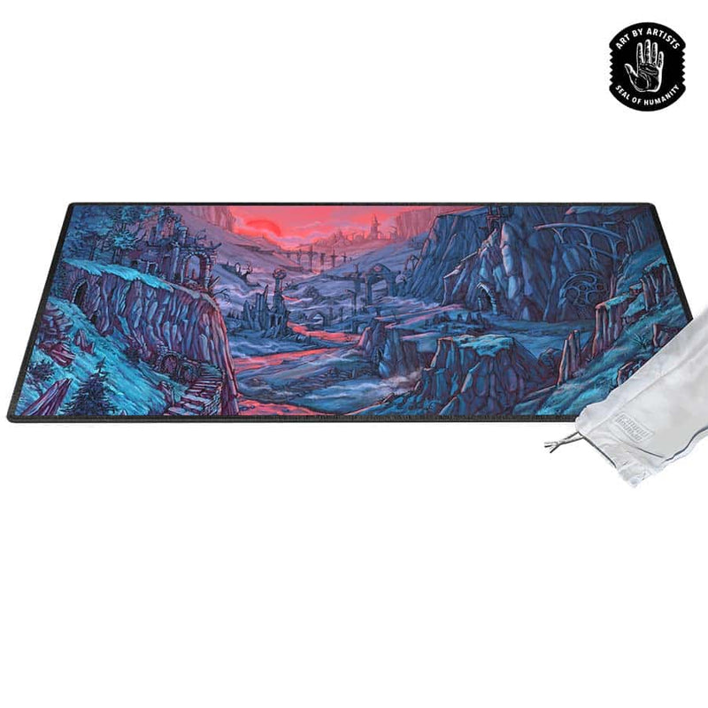 Orange Nebula Curator Arcane Landscapes Desk Mat - The Ruins