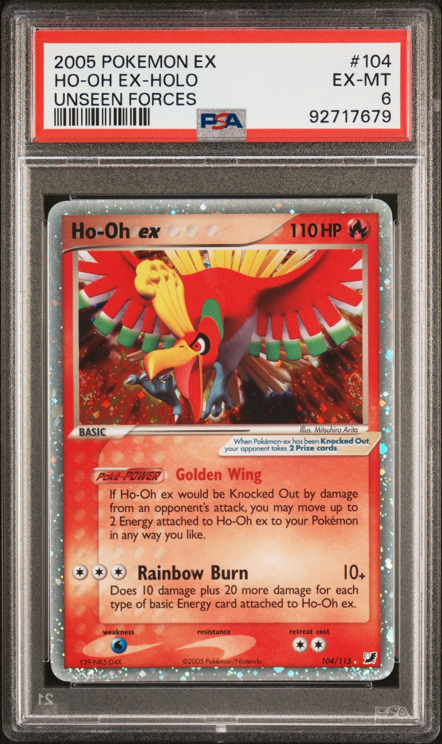 2005 Pokemon Ex Unseen Forces #104 Ho-Oh Ex Holo PSA 6