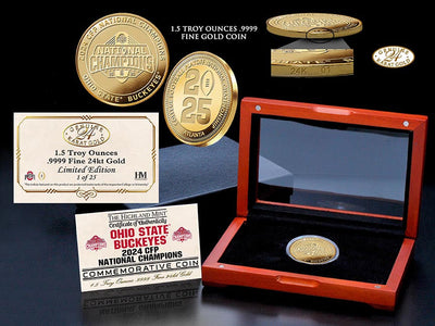 Highland Mint Ohio State Buckeyes 2024 CFP National Champions 24kt Gold Coin - Limited Edition /25