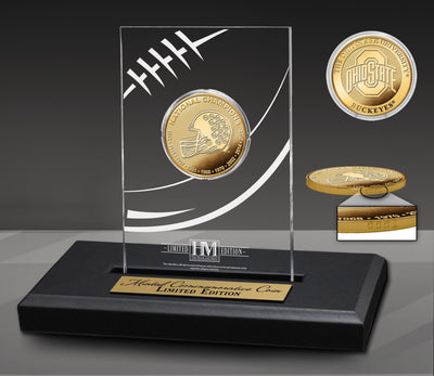 Highland Mint Ohio State Buckeyes 9 Time National Champions Gold Coin in Acrylic Display - Limited Edition /5,000