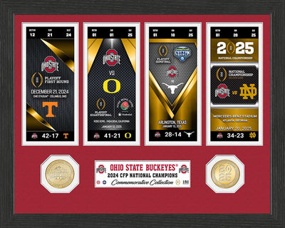 Highland Mint Ohio State Buckeyes 2024-25 CFP Championship Ticket Collection & Bronze Coin Photo Mint