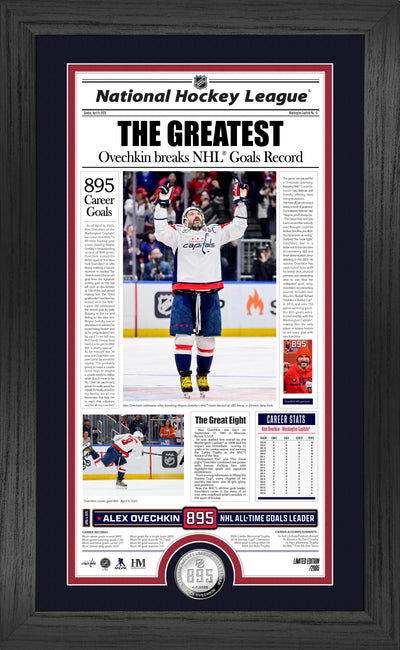 Highland Mint Alex Ovechkin NHL 895 Goals Record Front Page News Silver Coin Photo Mint - Limited Edition /2,895
