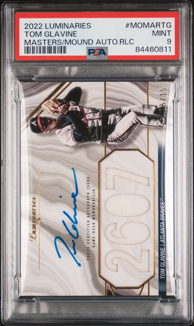 2022 Topps Luminaries Masters of the Mound Autograph Relics Tom Glavine #MOMARTG /15 PSA 9