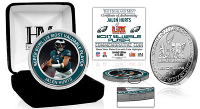 Highland Mint Philadelphia Eagles Super Bowl LIX MVP Jalen Hurts Silver Coin - Limited Edition /10,000