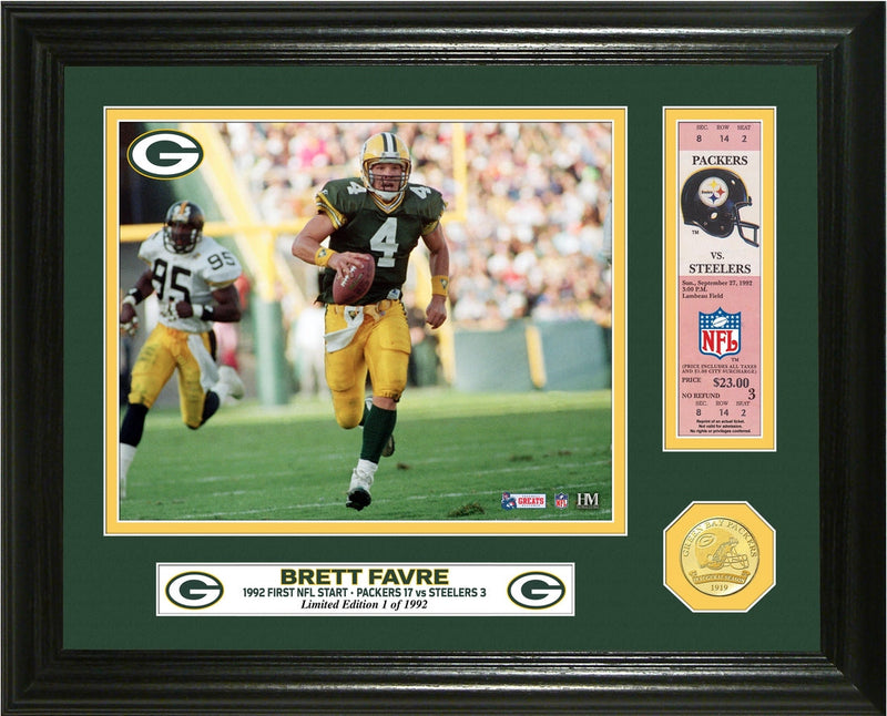 Highland Mint Brett Favre First NFL Start Bronze Coin Photo Mint - Limited Edition /5,000