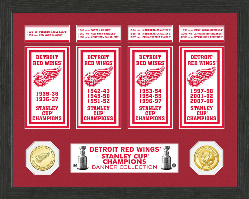 Highland Mint Detroit Red Wings Stanley Cup Banner Collection Photo Mint