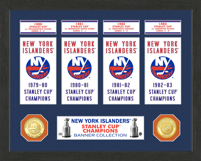 Highland Mint New York Islanders Stanley Cup Banner Collection Photo Mint - Four Championships