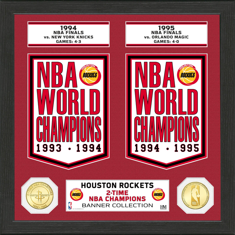 Highland Mint Houston Rockets Banner Bronze Coin Photo Mint - Two NBA Championships