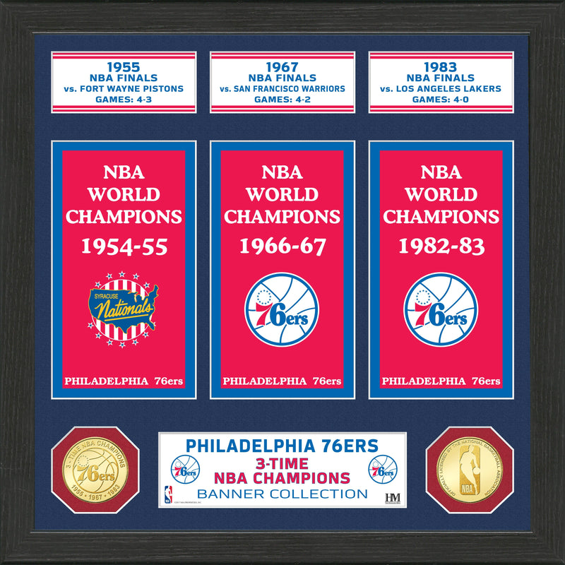 Highland Mint Philadelphia 76ers NBA Championships Banner Bronze Coin Photo Mint