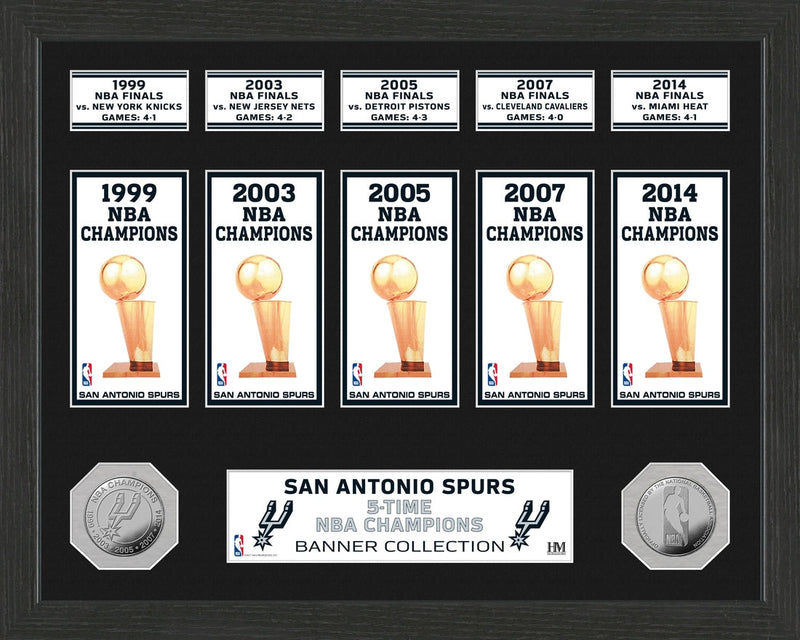 Highland Mint San Antonio Spurs Five Championships Banner Minted Coin Photo Mint
