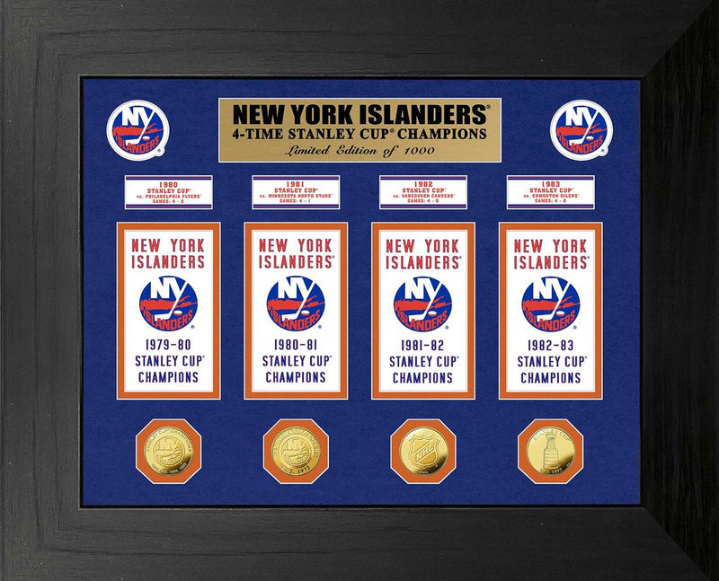 Highland Mint New York Islanders 4-Time Stanley Cup Champions Deluxe Gold Coin & Banner Collection - Limited Edition /1,