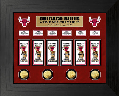 Highland Mint Chicago Bulls 6-Time NBA Champions Gold Coin & Banner Collection - Limited Edition /1,000