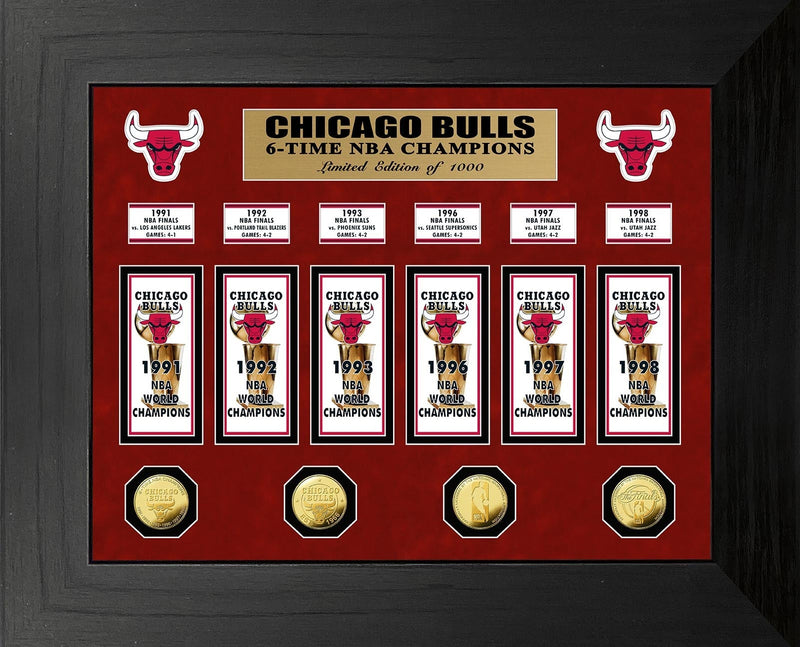 Highland Mint Chicago Bulls 6-Time NBA Champions Gold Coin & Banner Collection - Limited Edition /1,000