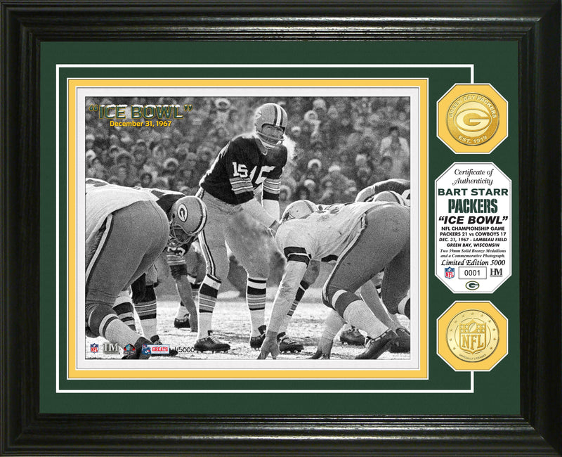 Highland Mint Bart Starr 1967 Ice Bowl Bronze Coin Photo Mint
