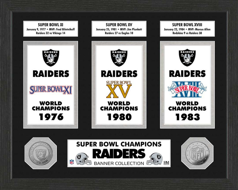 Highland Mint Oakland Raiders Super Bowl Banner Collection Photo Mint - 12x15 Framed