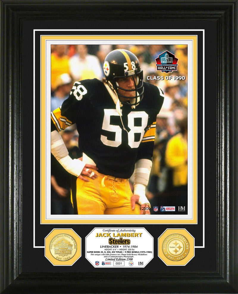 Highland Mint Jack Lambert Pro Football Hall of Fame Bronze Coin Photo Mint - Limited Edition /2,500