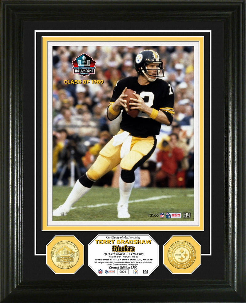 Highland Mint Terry Bradshaw Pro Football Hall of Fame Bronze Coin Photo Mint - Limited Edition /2500