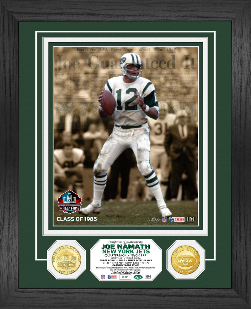 Highland Mint Joe Namath Pro Football Hall of Fame Bronze Coin Photo Mint - Limited Edition /2,500