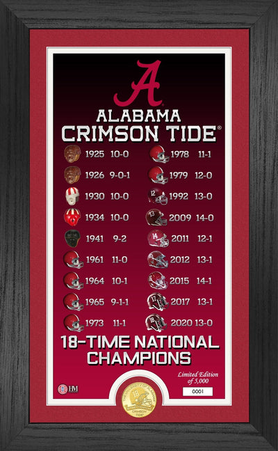 Highland Mint Alabama Crimson Tide 18-Time National Champions Legacy Bronze Coin Photo Mint - Limited Edition /5000
