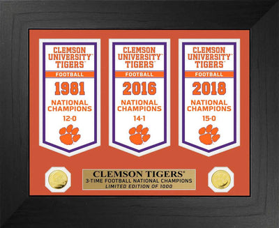 Highland Mint Clemson Tigers National Champions Deluxe Banner Collection - Limited Edition /1000