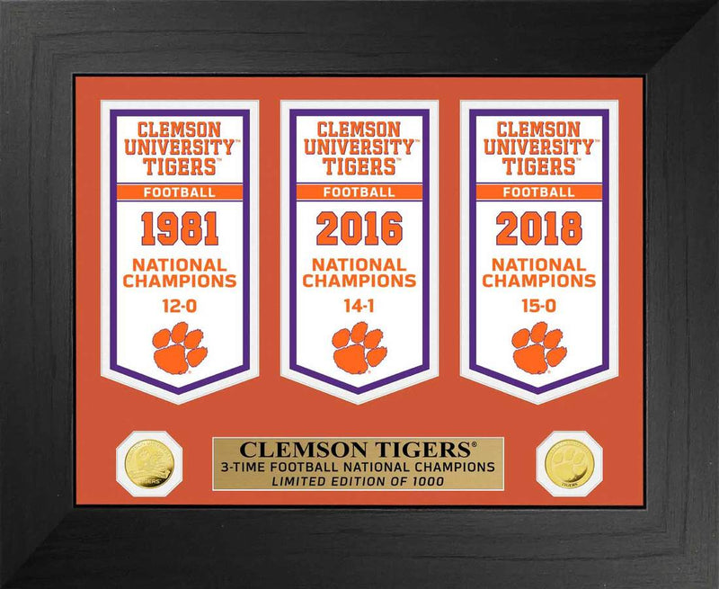 Highland Mint Clemson Tigers National Champions Deluxe Banner Collection - Limited Edition /1000