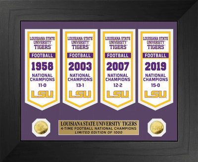 Highland Mint Louisiana State University Championship Banner with Gold Coins - Limited Edition /1000