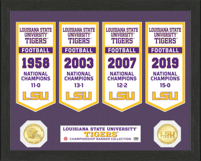 Highland Mint Louisiana State University Bronze Coin Championship Banner Frame - 12x15