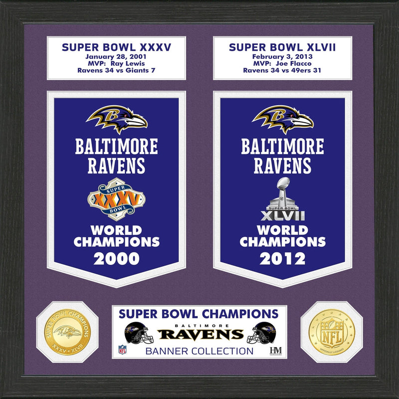 Highland Mint Baltimore Ravens Super Bowl Banner Collection Bronze Coin Photo Mint