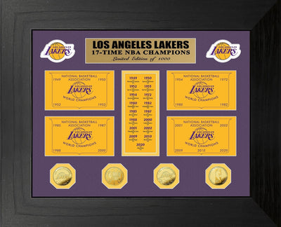Highland Mint Los Angeles Lakers 17-Time Champions Gold Coin Deluxe Banner Collection - Limited Edition /1,000