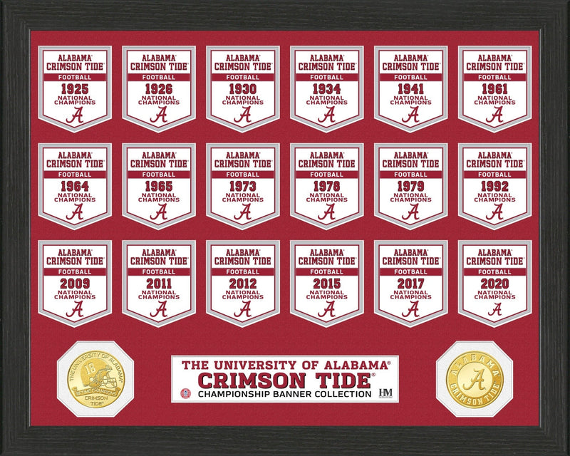 Highland Mint Alabama Crimson Tide Bronze Coin Banner Collection - 12x15 Framed Display