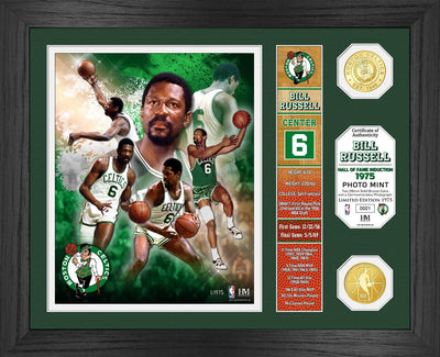 Highland Mint Bill Russell Hall of Fame Banner Bronze Coin Photo Mint - Limited Edition /1975
