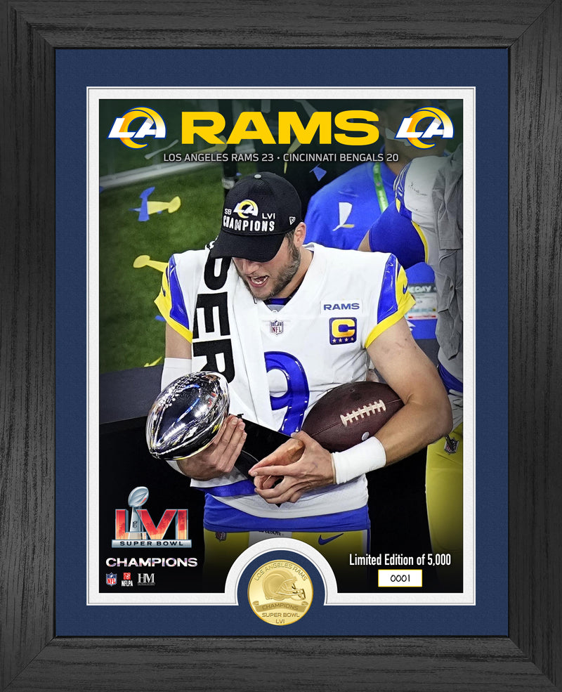Highland Mint Matthew Stafford Rams Super Bowl LVI Champion Lombardi Trophy Photo Mint - Limited Edition /5,000
