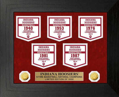 Highland Mint Indiana Hoosiers 5 Time Basketball National Champions Deluxe Banner Photo Mint - Limited Edition /1,000