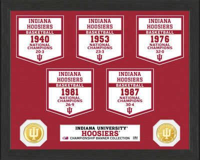 Highland Mint Indiana Hoosiers 5 Time Basketball National Champions Banner Photo Mint
