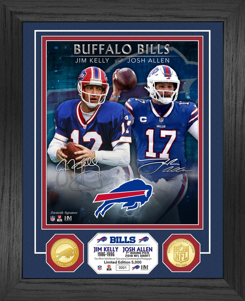 Highland Mint Jim Kelly & Josh Allen Buffalo Bills Bronze Coin Photo Mint - Limited Edition /5,000