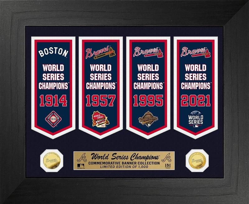 Highland Mint Atlanta Braves 4-Time World Series Champions Deluxe Banner Collection - Limited Edition /1,000