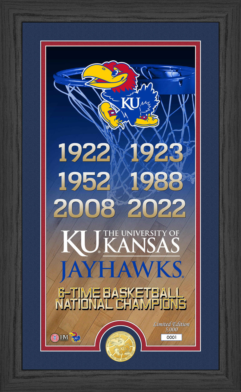 Highland Mint Kansas Jayhawks 6-Time NCAA Champions Bronze Coin Photo Mint - Limited Edition /5000