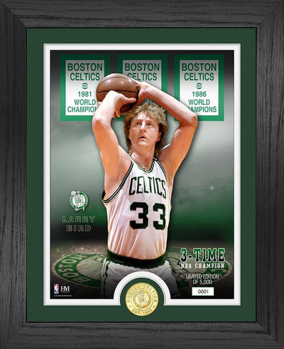 Highland Mint Larry Bird Boston Celtics 3x NBA Finals Champ Bronze Coin Photo Mint - Limited Edition /5,000