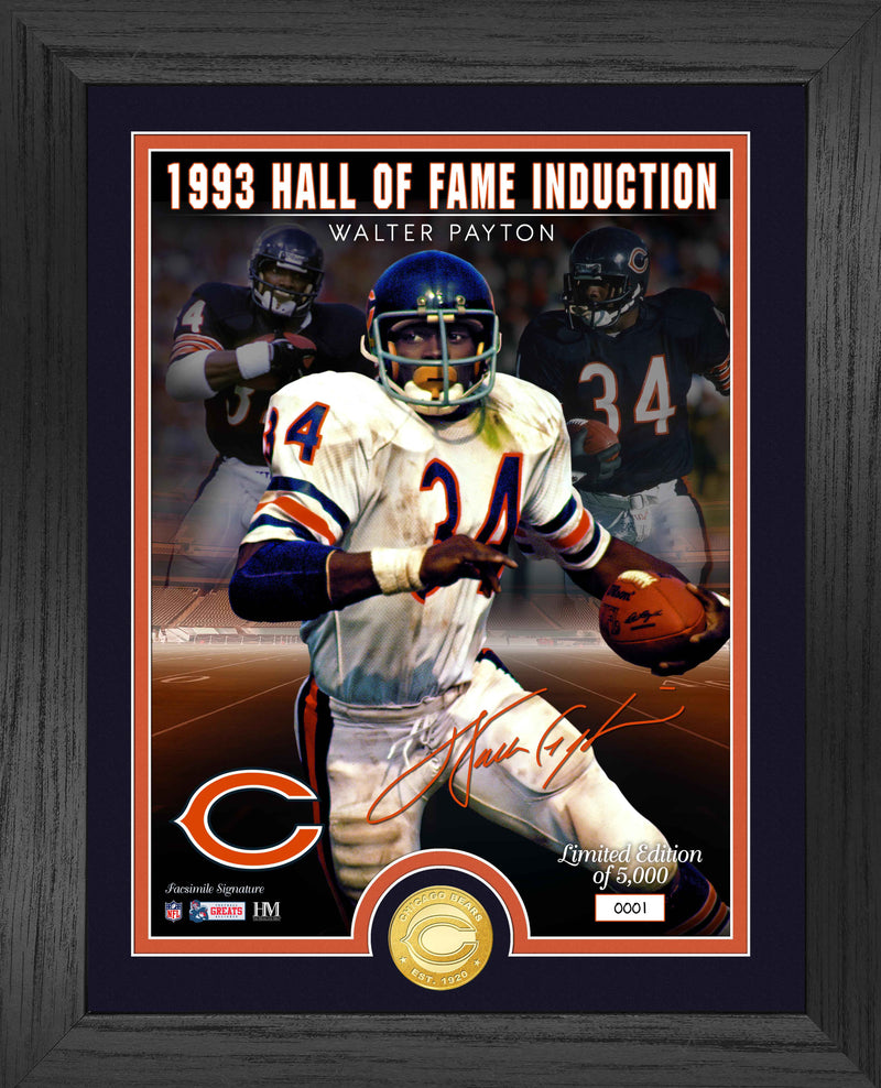 Highland Mint Walter Payton Bears Hall of Fame Induction Bronze Coin Signature Photo Mint - Limited Edition /5000