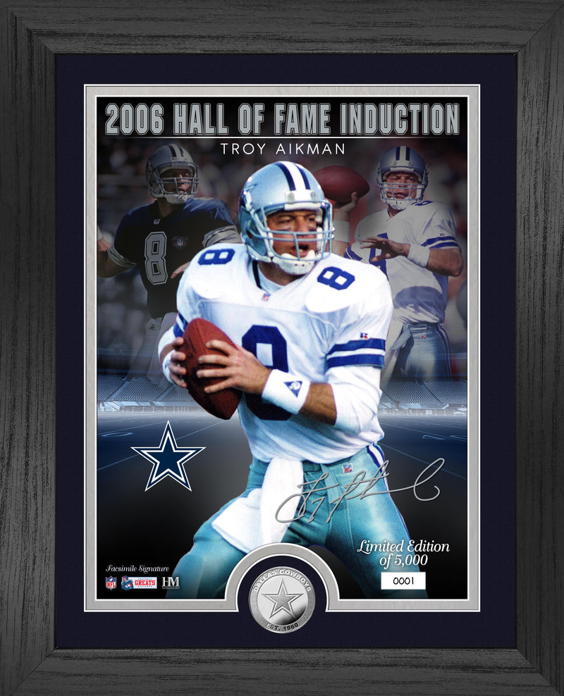 Highland Mint Troy Aikman Cowboys Hall of Fame Silver Coin Signature Photo Mint - Limited Edition /5000