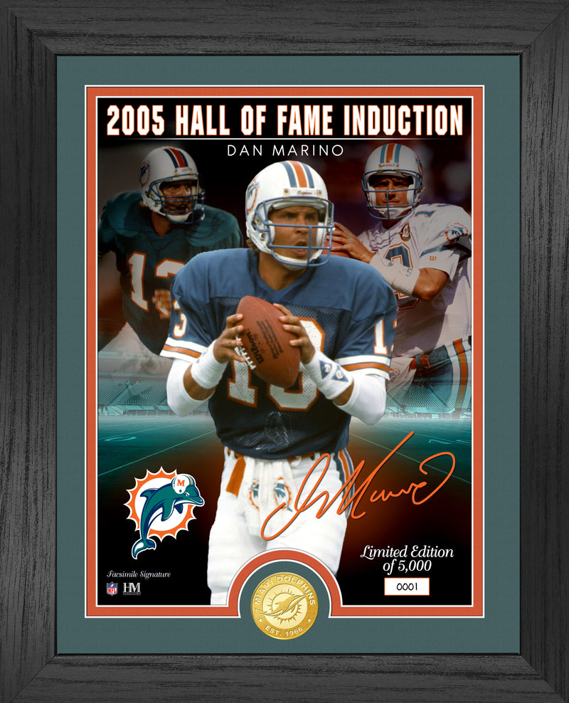 Highland Mint Dan Marino Dolphins Hall of Fame Induction Bronze Coin Signature Photo Mint - Limited Edition /5,000