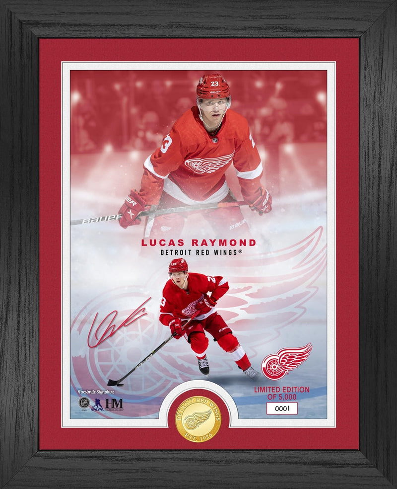 Highland Mint Detroit Red Wings Lucas Raymond Bronze Coin Photo Mint - Limited Edition /5000