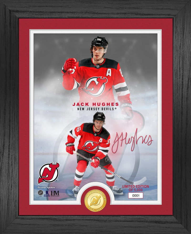 Highland Mint New Jersey Devils Jack Hughes Legends Bronze Coin Photo Mint - Limited Edition /5,000