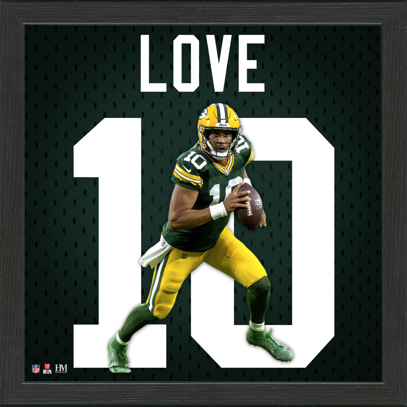 Highland Mint Jordan Love NFL Impact Jersey Frame - Green Bay Packers
