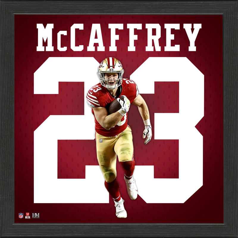 Highland Mint Christian McCaffrey San Francisco 49ers NFL Impact Jersey Frame - 13x13